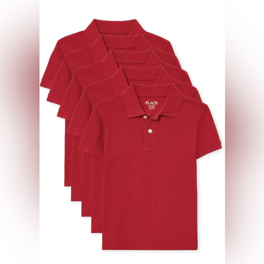 The Children's Place Boys 5-Multipack S/S Pique Polo Red Size XL (14)-All BNWT
